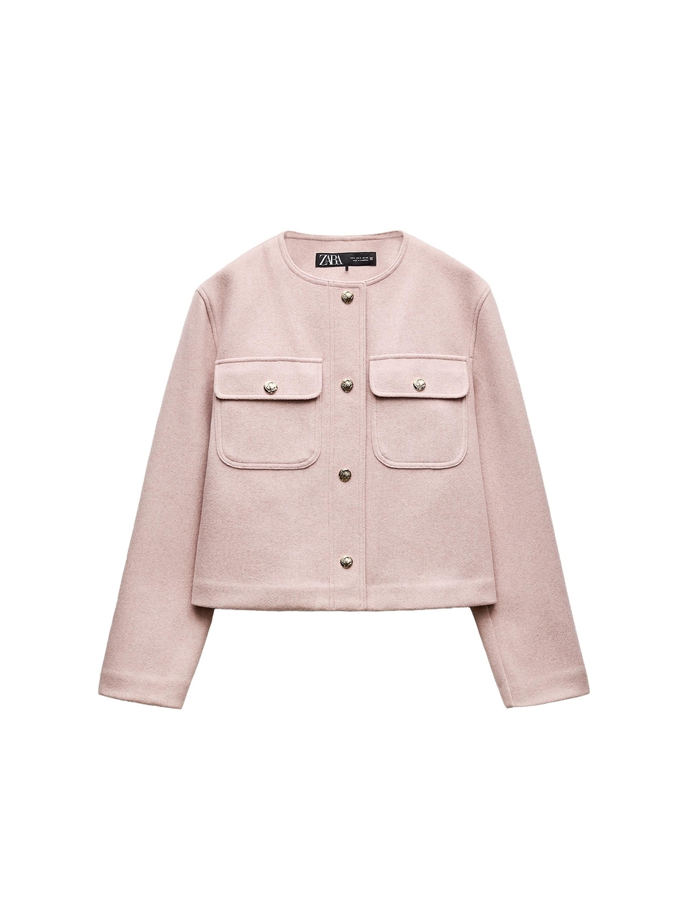 Zara Pale Pink Cropped Pocket Jacket